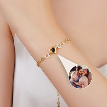 Personalized Photo Projection Heart Bracelet: Custom Memorial Jewelry