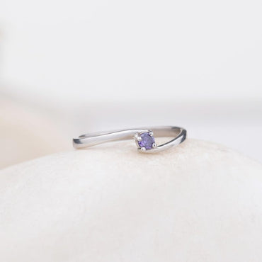 1-4 Birthstone Order Family Ring, Mother Ring Gift, 925K Silver Dainty Ring, Personalized Gift for Her, Christmas Gift, Curved Style Ring