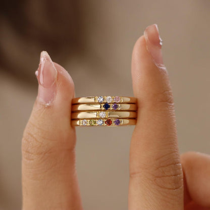 Custom Sterling Silver Birthstone Ring: Family Jewelry Gift
