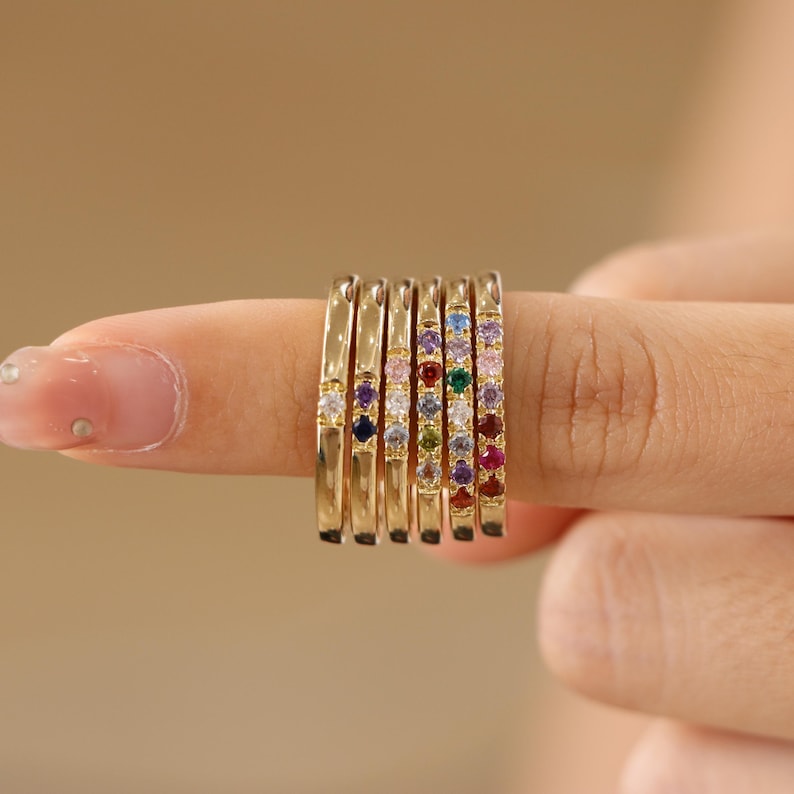 Custom Sterling Silver Birthstone Ring: Family Jewelry Gift