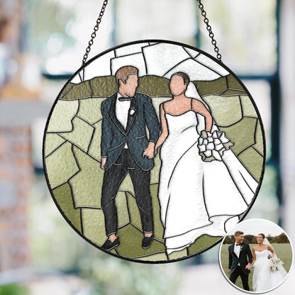 Personalized Couples Gift, Custom Stained Glass Couples Portrait Sun Catcher, Wedding Gift, Anniversary Gift, Valentine's Gift For Boyfriend