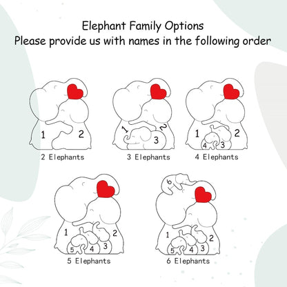 Wooden Elephant Family Puzzle, Animal Family Decor, New Mom Gift, Wedding Anniversary Gifts, Family Name Keepsake, Mother's Day Gift for Mom