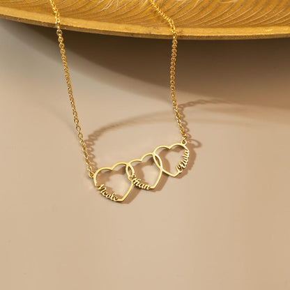 Family Name Necklace with Heart, Multiple Heart Necklace, Kids Name Necklace for Mom, Personalized Necklace, Mother's Day Gift for Wife