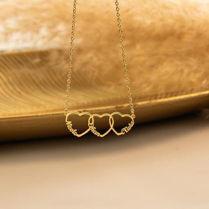 Family Name Necklace with Heart, Multiple Heart Necklace, Kids Name Necklace for Mom, Personalized Necklace, Mother's Day Gift for Wife