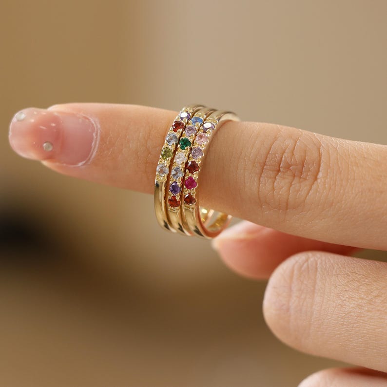 Custom Sterling Silver Birthstone Ring: Family Jewelry Gift