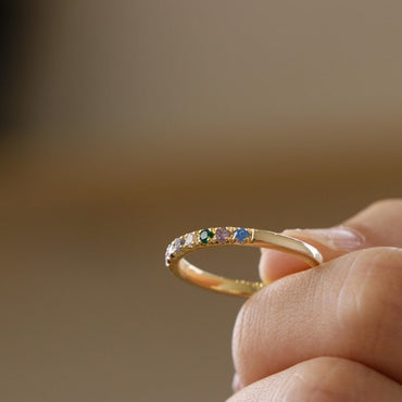 Custom Sterling Silver Birthstone Ring: Family Jewelry Gift