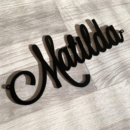 Personalized Metal Name Sign | Custom Laser Cut Script Words | Home or Office Wall Decor