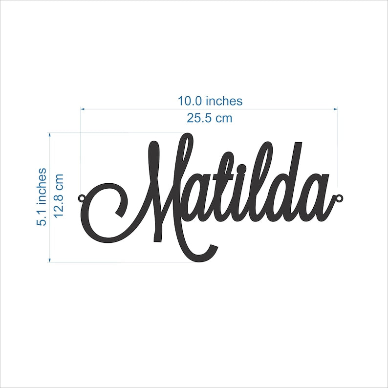 Personalized Metal Name Sign | Custom Laser Cut Script Words | Home or Office Wall Decor