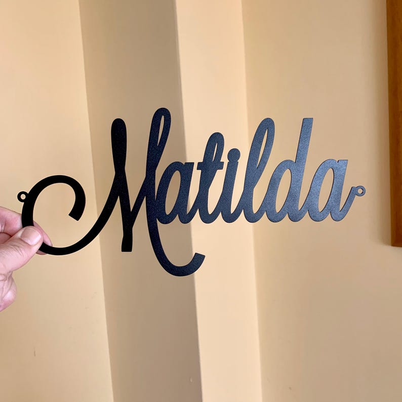 Personalized Metal Name Sign | Custom Laser Cut Script Words | Home or Office Wall Decor
