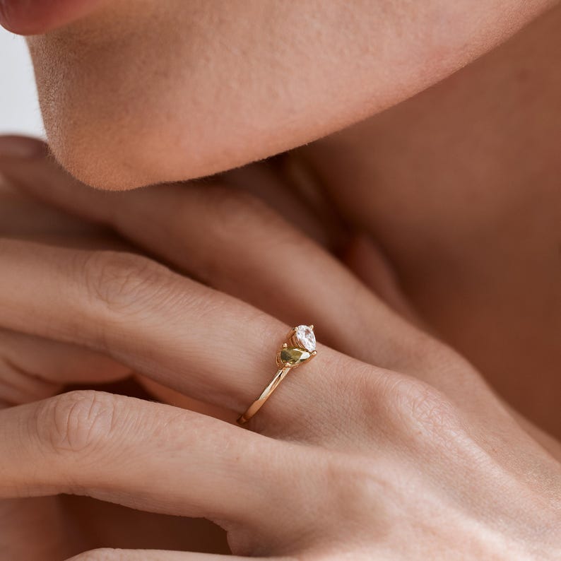 Heart shaped birthstone ring, personalized double birthstone jewelry, birthday surprise, mothers day gift, symbol of friendship and love