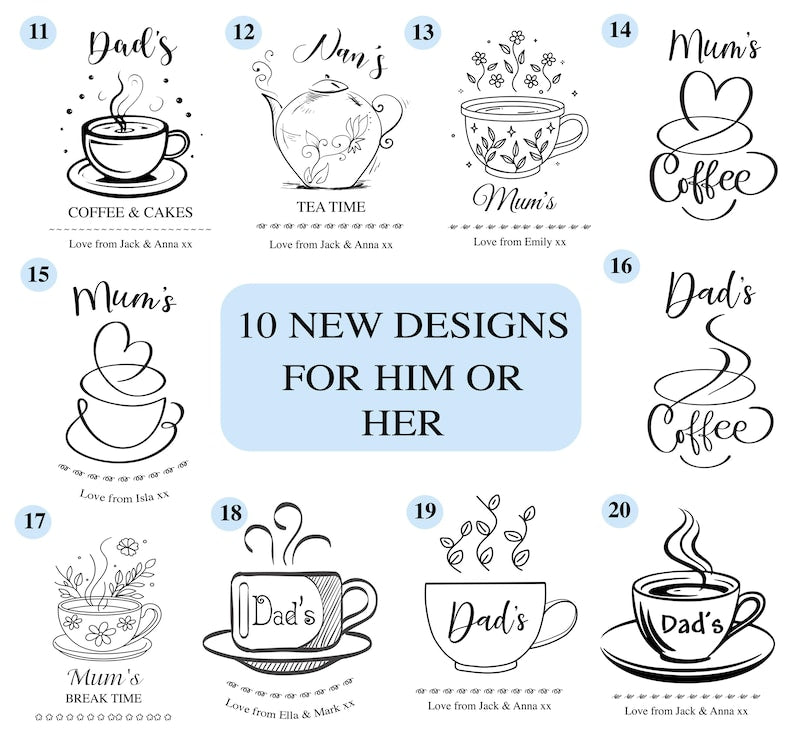 Personalised Engraved Wooden Tea Tray Biscuit Board Drink Coffee Cake Snack Serving Board Mothers Day Gift Birthday Grandad Dad Nan Mum Him