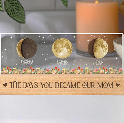 Custom Moon Phase by Date Night Light Gift for Mom, Mothers Day Gift for Grandma, Personalized Mom Moon Phase Lamp, Mom Gifts, Birthday Gift