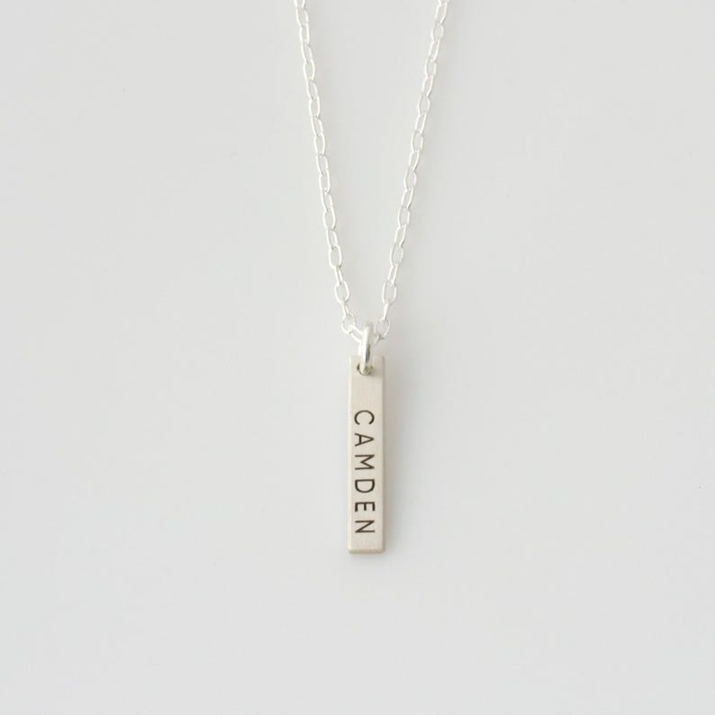 Engraved Vertical Bar Necklace With Multiple Names, Dainty Bar Necklace for Mother's Day Gift in gold or sterling silver, LEILAJewelry
