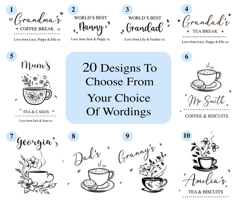 Personalised Engraved Wooden Tea Tray Biscuit Board Drink Coffee Cake Snack Serving Board Mothers Day Gift Birthday Grandad Dad Nan Mum Him