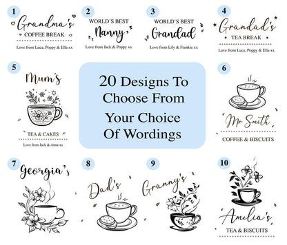 Personalised Engraved Wooden Tea Tray Biscuit Board Drink Coffee Cake Snack Serving Board Mothers Day Gift Birthday Grandad Dad Nan Mum Him