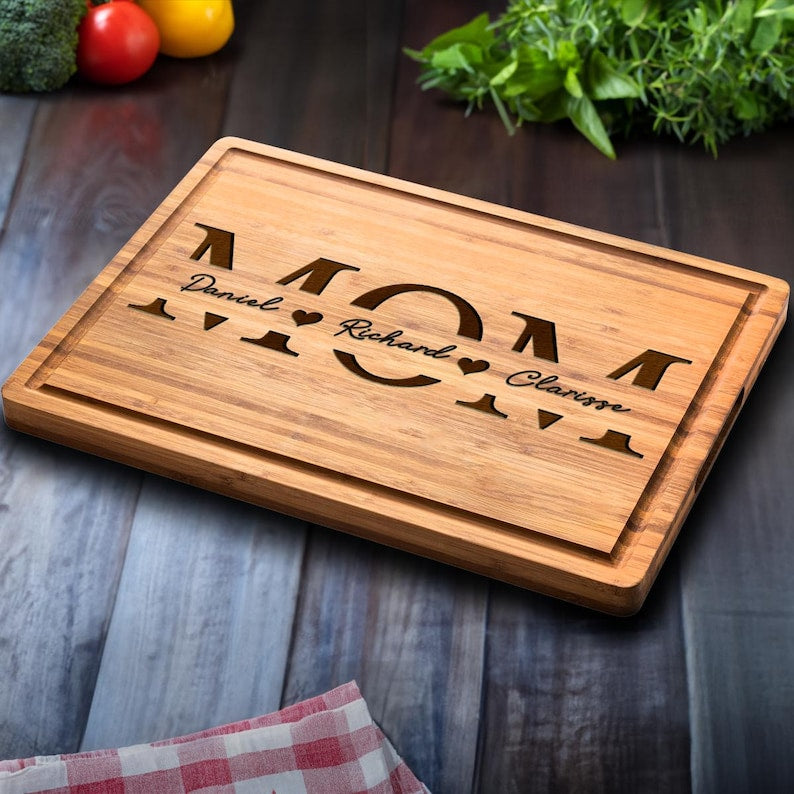 Personalized Mothers Day Gift, Custom Cutting Board, Personalized Gift for Mom, Wife, Unique Gift for Grandma, Mom Birthday Gifts