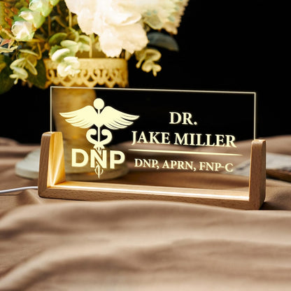 Personalized Medical Desk Sign ¨C Custom Light Up Name Plate for Doctor, DNP, APRN, FNP ¨C Graduation Gift for Healthcare Worker, dnp gifts