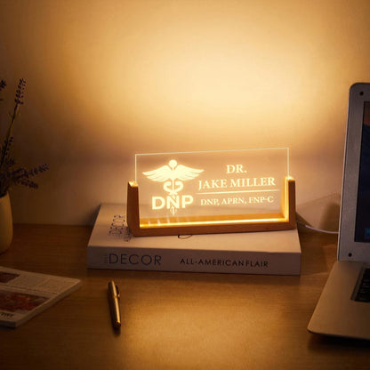 Personalized Medical Desk Sign ¨C Custom Light Up Name Plate for Doctor, DNP, APRN, FNP ¨C Graduation Gift for Healthcare Worker, dnp gifts
