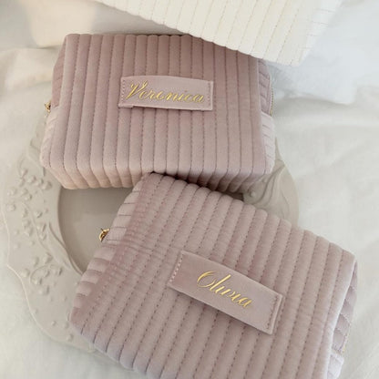 Personalized Velvet Bridesmaid Makeup Bag: Soft Gift (TERESA Design)