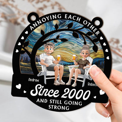Personalized Anniversary Suncatcher Ornament: Annoying Each Other Since, Wood & Acrylic