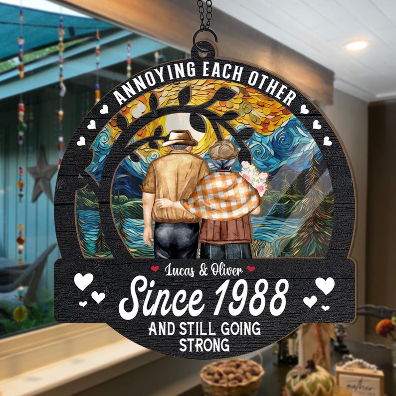 Annoying Each Other Window Hanging Suncatcher, Personalized Couple Keepsake Gifts, Anniversary Gift, Couple Ornament, Wedding Gifts