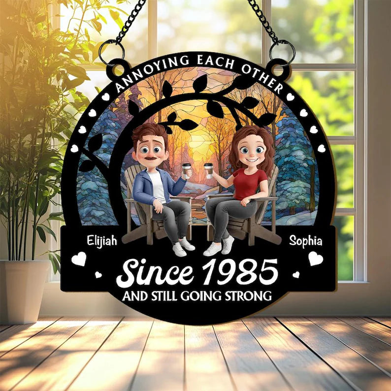 Personalized Window Hanging Suncatcher Ornament, Annoying Each Other Since, Couple Anniversary Gift, Couple Keepsake Gifts, Wedding Gifts