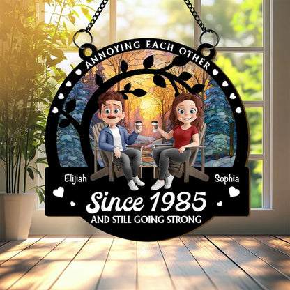 Personalized Window Hanging Suncatcher Ornament, Annoying Each Other Since, Couple Anniversary Gift, Couple Keepsake Gifts, Wedding Gifts