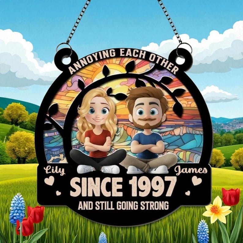 Personalized 'Annoying Each Other Since' Suncatcher Ornament, Anniversary Gift