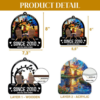 Annoying Each Other Since Personalized Window Hanging Suncatcher Ornament, Custom Keepsake for Couples, Unique Anniversary or Wedding Gift