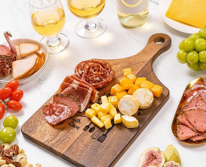 Personalized Heart-Shaped Floral Cutting Board¡ªDouble-Sided Design with Handle, Custom Name, Made in USA, Perfect Christmas or Couple's Gift