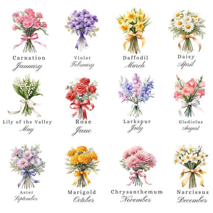 Personalized Birth Flower Wristlet Wallet¡ªCustom Name Tri-Fold Wallet with Card Holder Birthday Gift, Mother's Day, Bridesmaid Gift