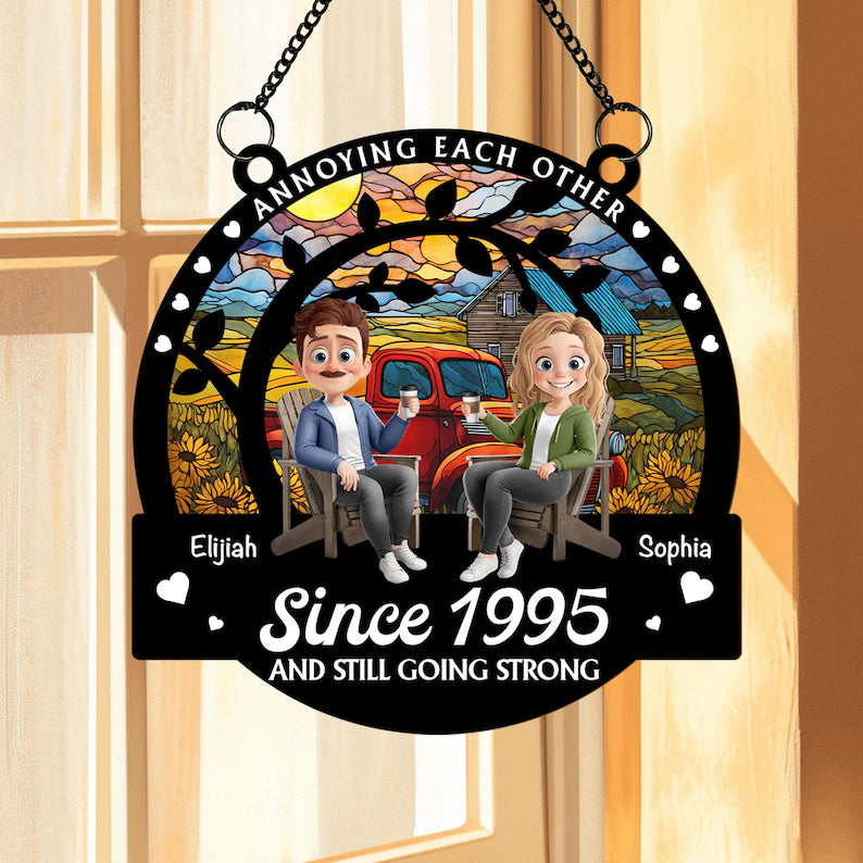 Personalized Window Hanging Suncatcher Ornament, Annoying Each Other Since, Couple Anniversary Gift, Couple Keepsake Gifts, Wedding Gifts