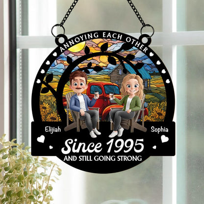 Personalized Window Hanging Suncatcher Ornament, Annoying Each Other Since, Couple Anniversary Gift, Couple Keepsake Gifts, Wedding Gifts