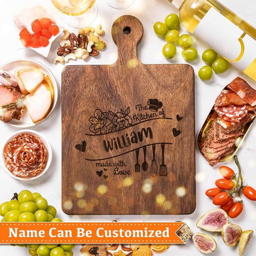 Personalized Heart-Shaped Floral Cutting Board¡ªDouble-Sided Design with Handle, Custom Name, Made in USA, Perfect Christmas or Couple's Gift
