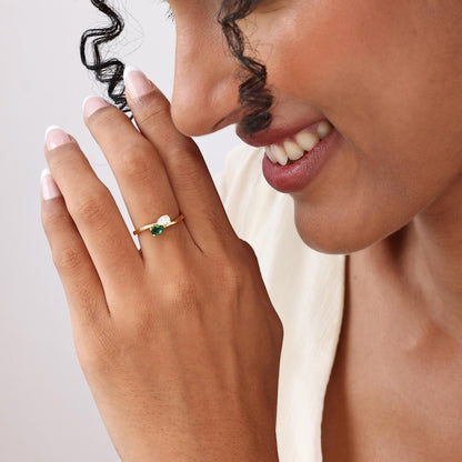 Engraved Birthstone Minimalist Ring | Custom Teardrop Family Gemstone Jewelry | Dainty Personalized Band Ring with Infinity Crystals