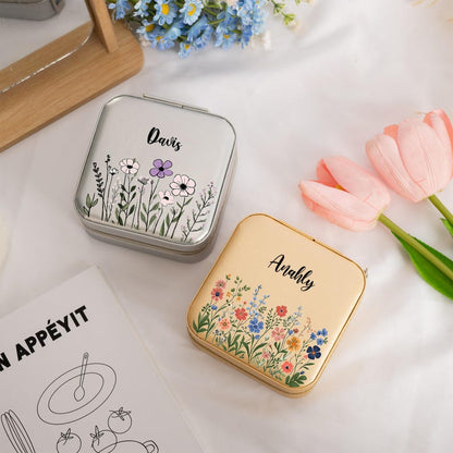 Personalized Leather Travel Jewelry Box with Name,Birthday Gift for Women,Flower Jewelry Box,Bridesmaid Gift,Wedding Gift,Mothers Day Gifts