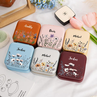 Personalized Leather Travel Jewelry Box with Name,Birthday Gift for Women,Flower Jewelry Box,Bridesmaid Gift,Wedding Gift,Mothers Day Gifts