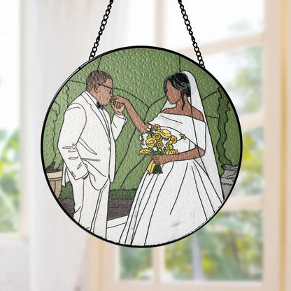 Personalized Couples Gift, Custom Stained Glass Couples Portrait Sun Catcher, Wedding Gift, Anniversary Gift, Valentine's Gift For Boyfriend