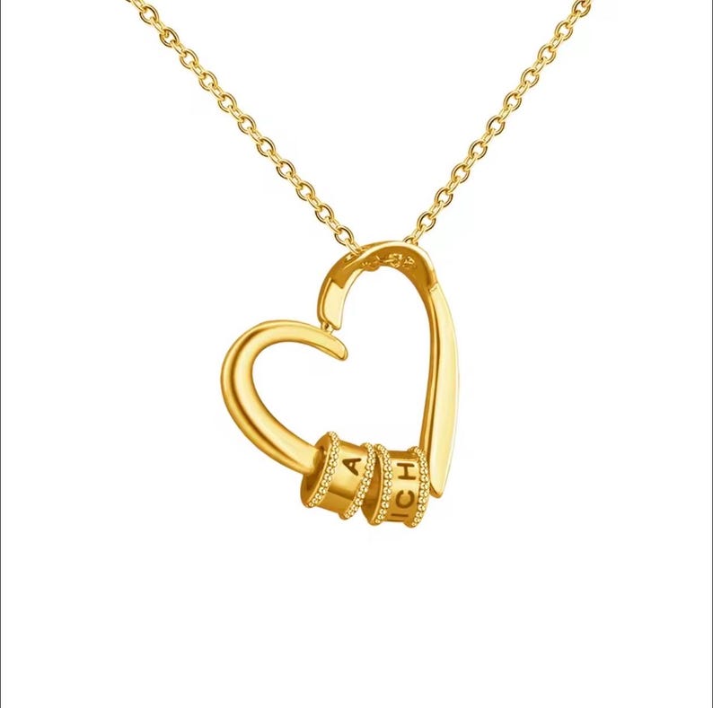 Personalized Heart Necklace ¨C Custom Family Name Beads Necklace