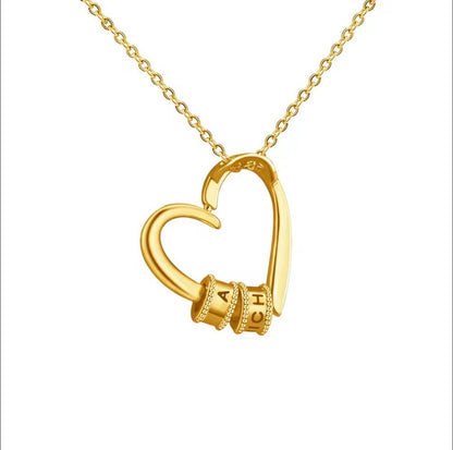 Personalized Heart Necklace ¨C Custom Family Name Beads Necklace