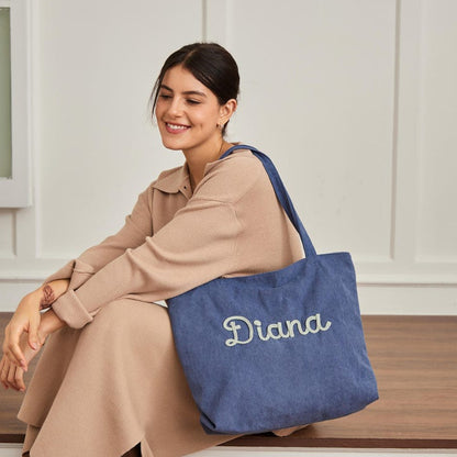 Custom Corduroy Tote, Embroidered Corduroy Bag, Holiday Gift, Birthday Gift, Eid Gift, Bridesmaid Gift, Custom Gift Bag, Mother¡¯s Day Gift