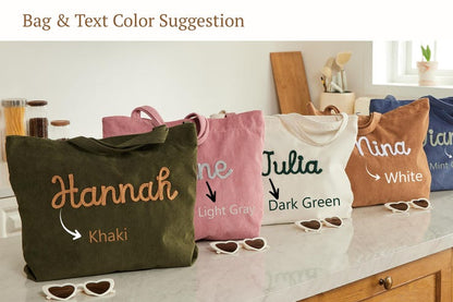 Custom Corduroy Tote, Embroidered Corduroy Bag, Holiday Gift, Birthday Gift, Eid Gift, Bridesmaid Gift, Custom Gift Bag, Mother¡¯s Day Gift