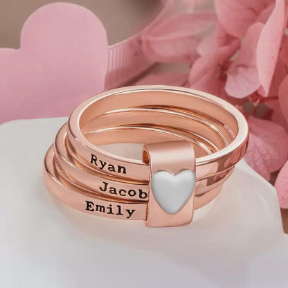 Custom Rustic Stacking Ring, Personalized Sterling Silver Engraved Rings, Anniversary Gift for Wife, Mom or Grandmother