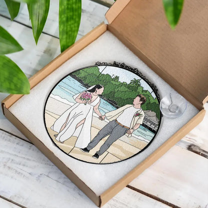 Personalized Couples Gift, Custom Stained Glass Couples Portrait Sun Catcher, Wedding Gift, Anniversary Gift, Valentine's Gift For Boyfriend