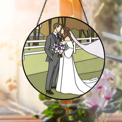 Personalized Couples Gift, Custom Stained Glass Couples Portrait Sun Catcher, Wedding Gift, Anniversary Gift, Valentine's Gift For Boyfriend