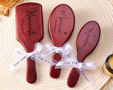 Custom Bamboo Hair Brush with Name Engraved, Personalized Wooden Comb, Perfect Birthday or Mother's Day Gift for Mom, Daughter, or Friend