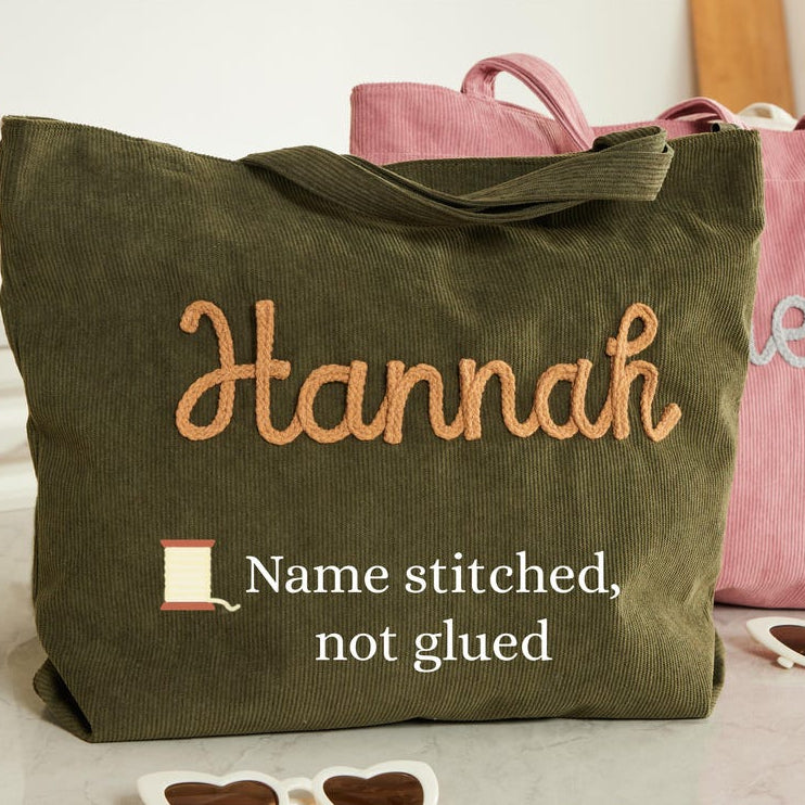 Custom Corduroy Tote, Embroidered Corduroy Bag, Holiday Gift, Birthday Gift, Eid Gift, Bridesmaid Gift, Custom Gift Bag, Mother¡¯s Day Gift