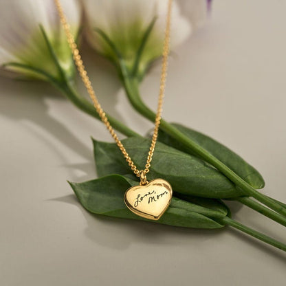 Dainty Actul Handwriting Heart Charm Necklace, Memorial Necklace, Keepsake Necklace, Custom Signature Jewellery, Mothers Day Gift for Her