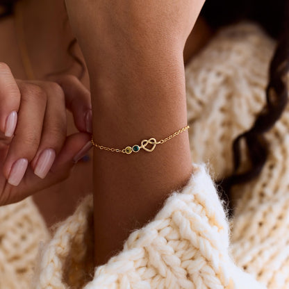 Customized birthstone bracelet, simple heart-shaped ring-shaped jewelry, birthday gift, a commemorative present for your loved one or mother