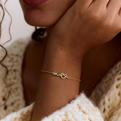 Customized birthstone bracelet, simple heart-shaped ring-shaped jewelry, birthday gift, a commemorative present for your loved one or mother